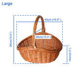 Oval Traditional Wicker Shopping High Handle Basket Storage Basket