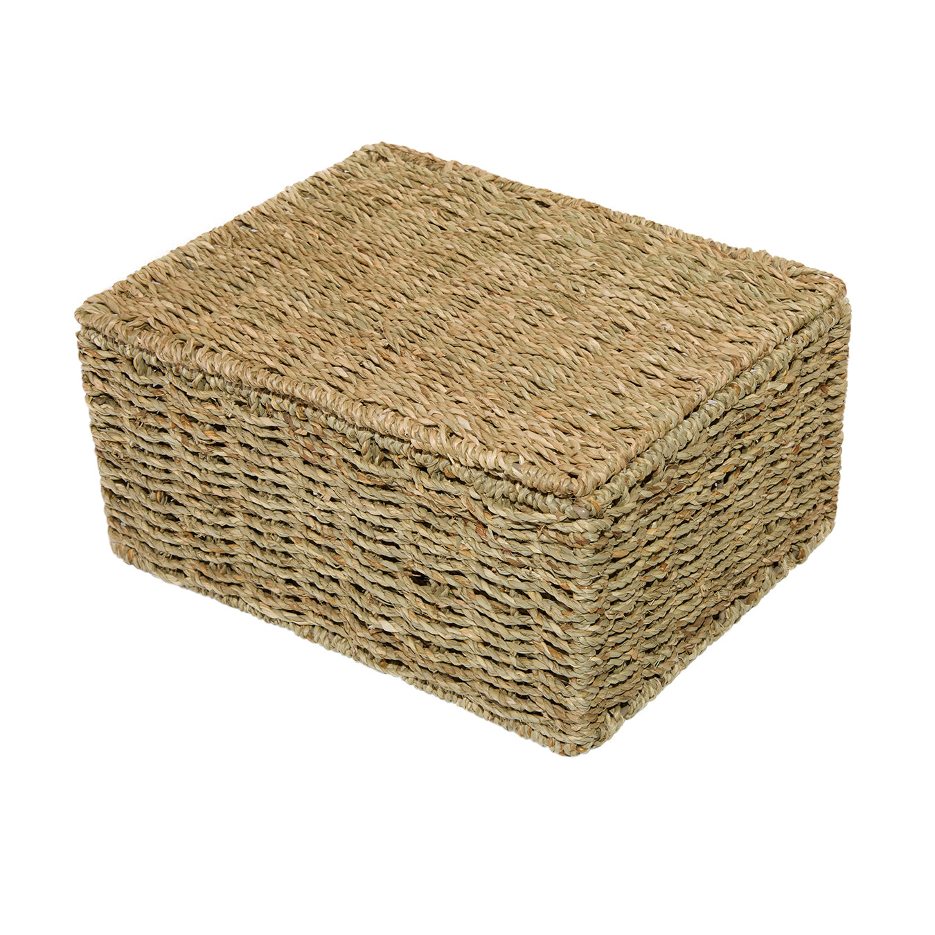 Seagrass Woven Storage Basket With Lid Gift Basket Hamper UnderBed Storage