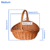 Oval Traditional Wicker Shopping High Handle Basket Storage Basket