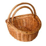 Oval Traditional Wicker Shopping High Handle Basket Storage Basket