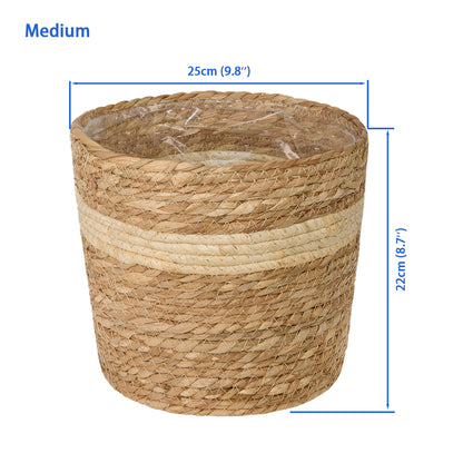 Greenleaves Natural Seagrass Indoor Planter Storage Basket Flower Pot with waterproof liner