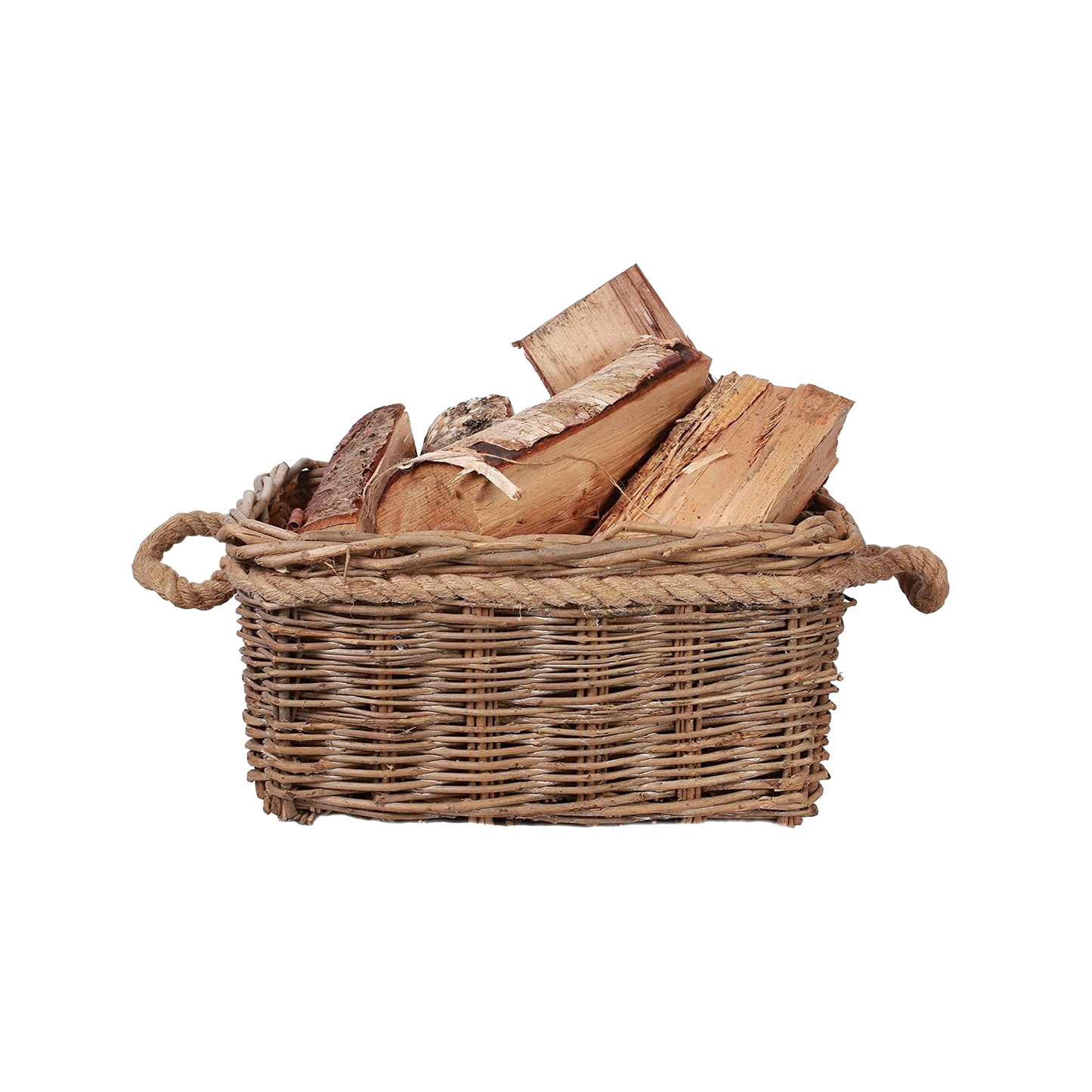 Rectangular Rope Handled Log Basket