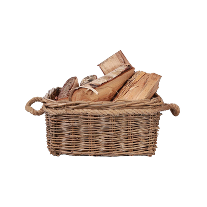 Rectangular Rope Handled Log Basket