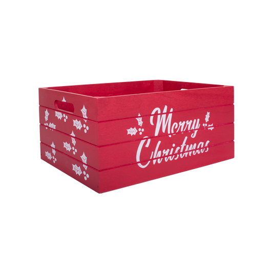 Red Christmas Wooden Crate