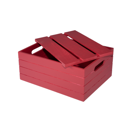 Red Wooden Storage Box