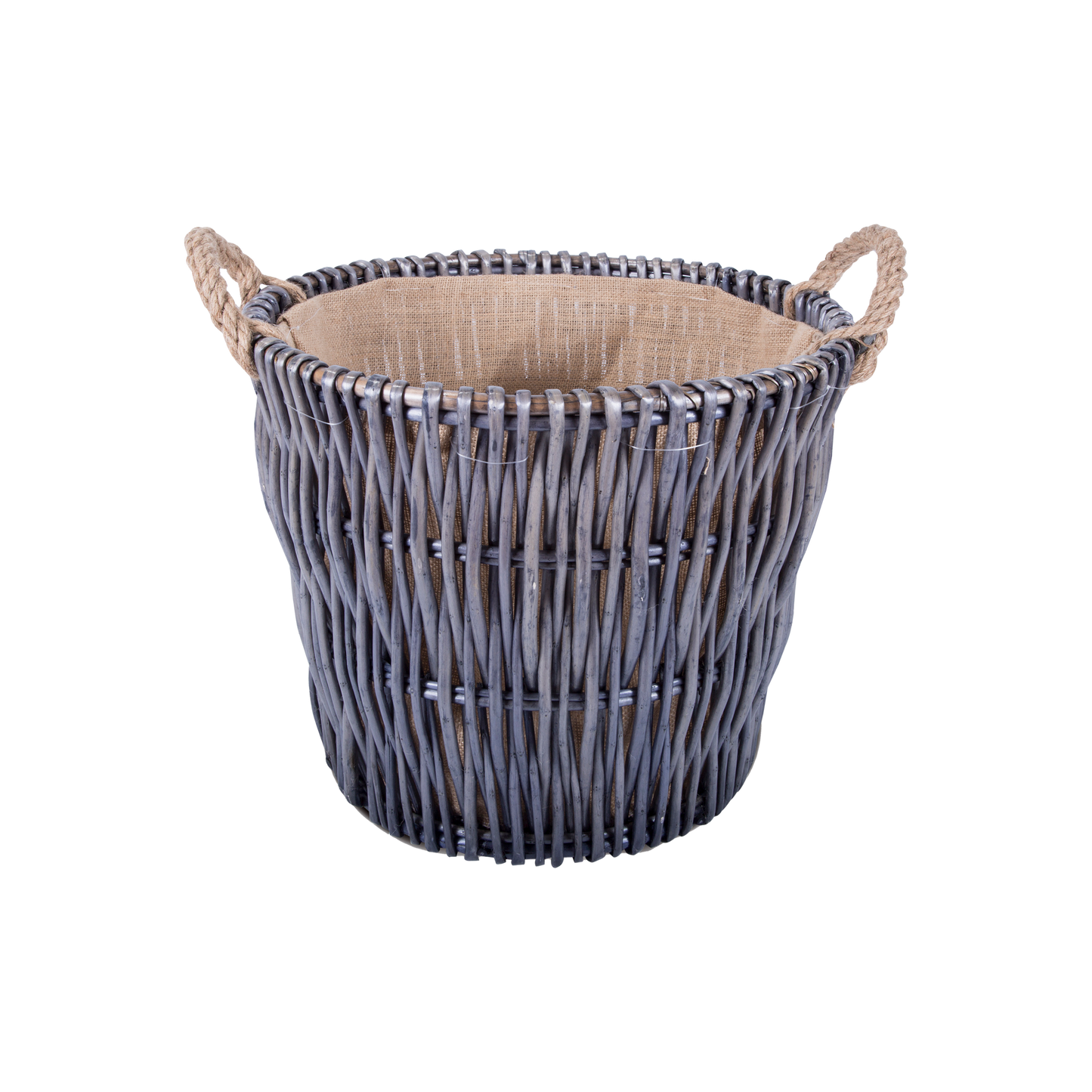 Round Antique Wash Log Basket with Lining