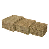 Seagrass Woven Storage Basket With Lid Gift Basket Hamper UnderBed Storage