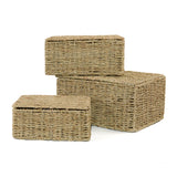 Seagrass Woven Storage Basket With Lid Gift Basket Hamper UnderBed Storage