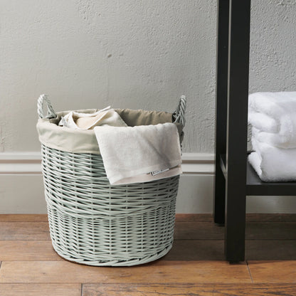 Home Storage Grey Painted Wicker Basket for Laundry Toys Baby Nursery Collection Reusable Detachable Washable