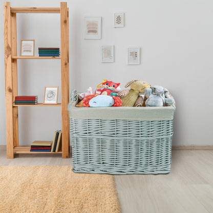 Home Storage Grey Painted Wicker Basket for Laundry Toys Baby Nursery Collection Reusable Detachable Washable