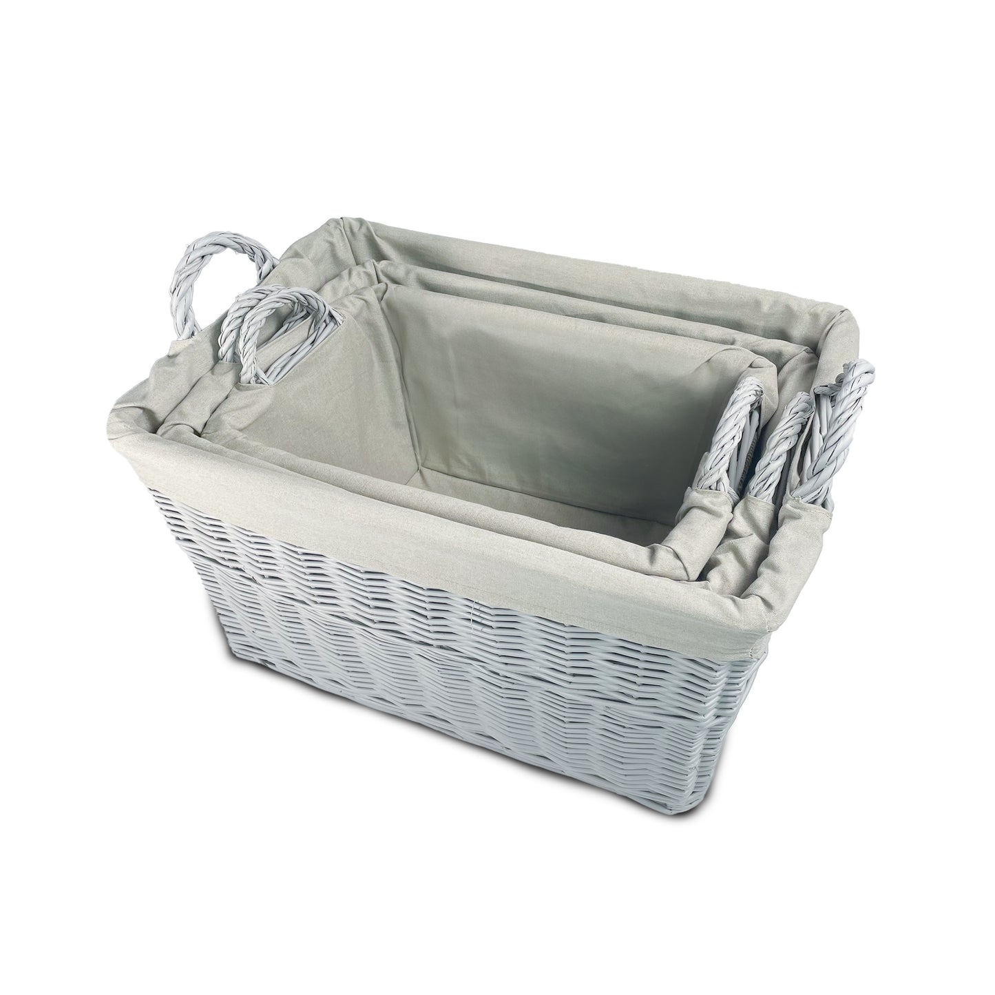 Home Storage Grey Painted Wicker Basket for Laundry Toys Baby Nursery Collection Reusable Detachable Washable