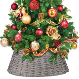 Wickerfield Foldable Wicker Christmas Tree Skirt Xmas Tree Stand Decoration Basket Grey Tree Base