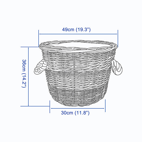 Natural Wicker Vintage Grey Basket with Liner and Handles (1 count) for Storage and Collection and Laundry at Home, Reusable Washable, Waterproof in Oval and Round Shape One size Dark Grey