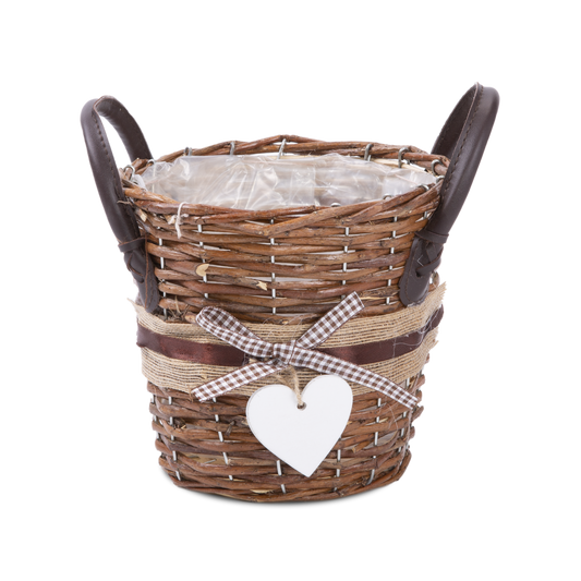 Unpeeled Willow Basket Planter with Plastic Lining