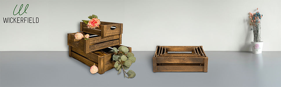 White/Brown Wooden Apple Crates as a Home Storage Box, Display Tray, Christmas Gift Hamper