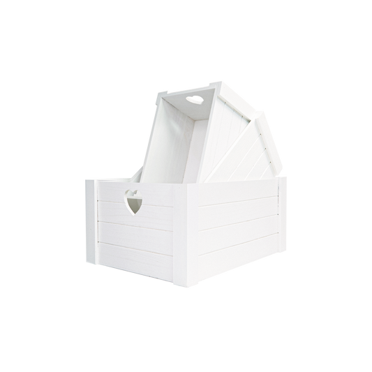 White Heart Cut-out Wooden Crate