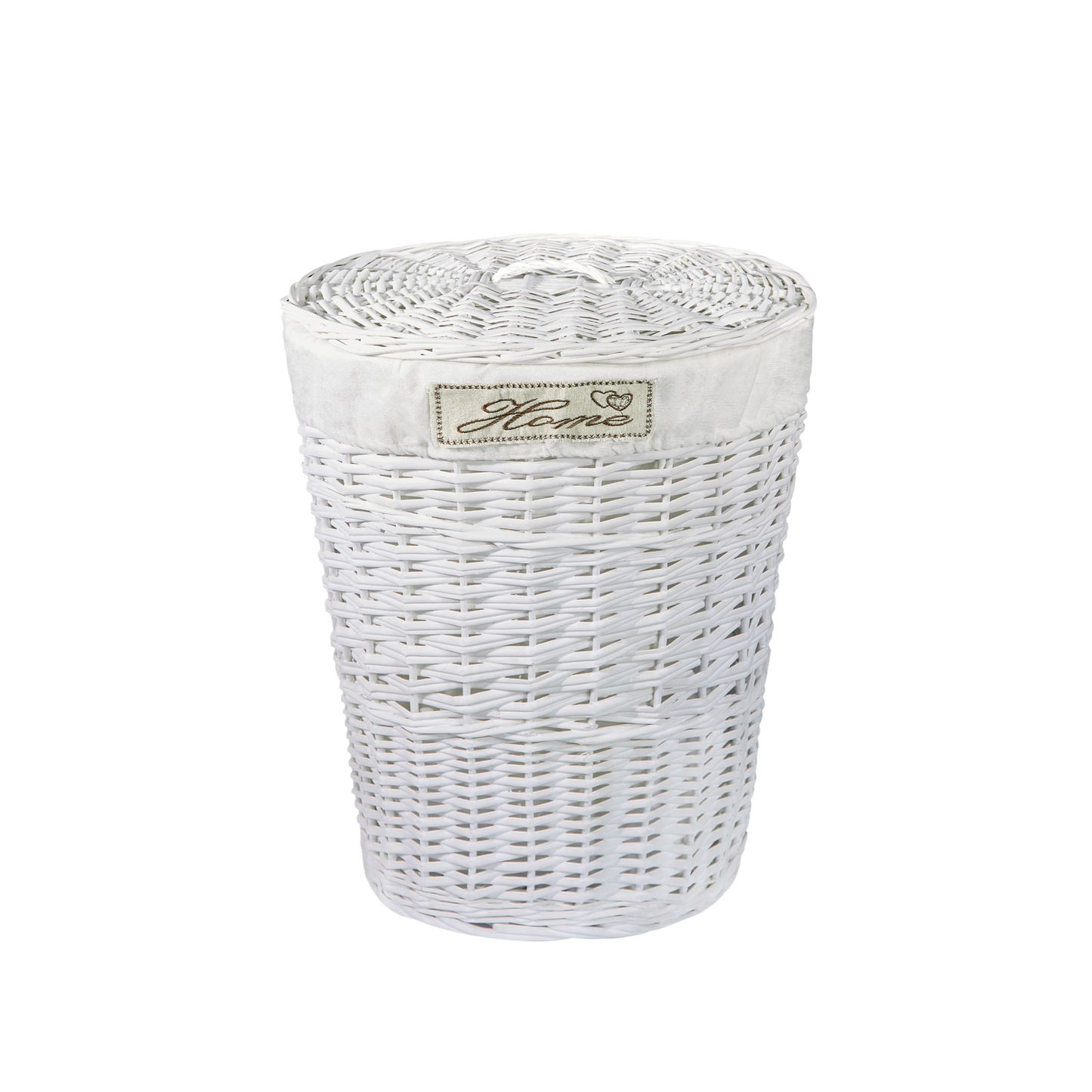 White Oval Laundry Basket with Lining