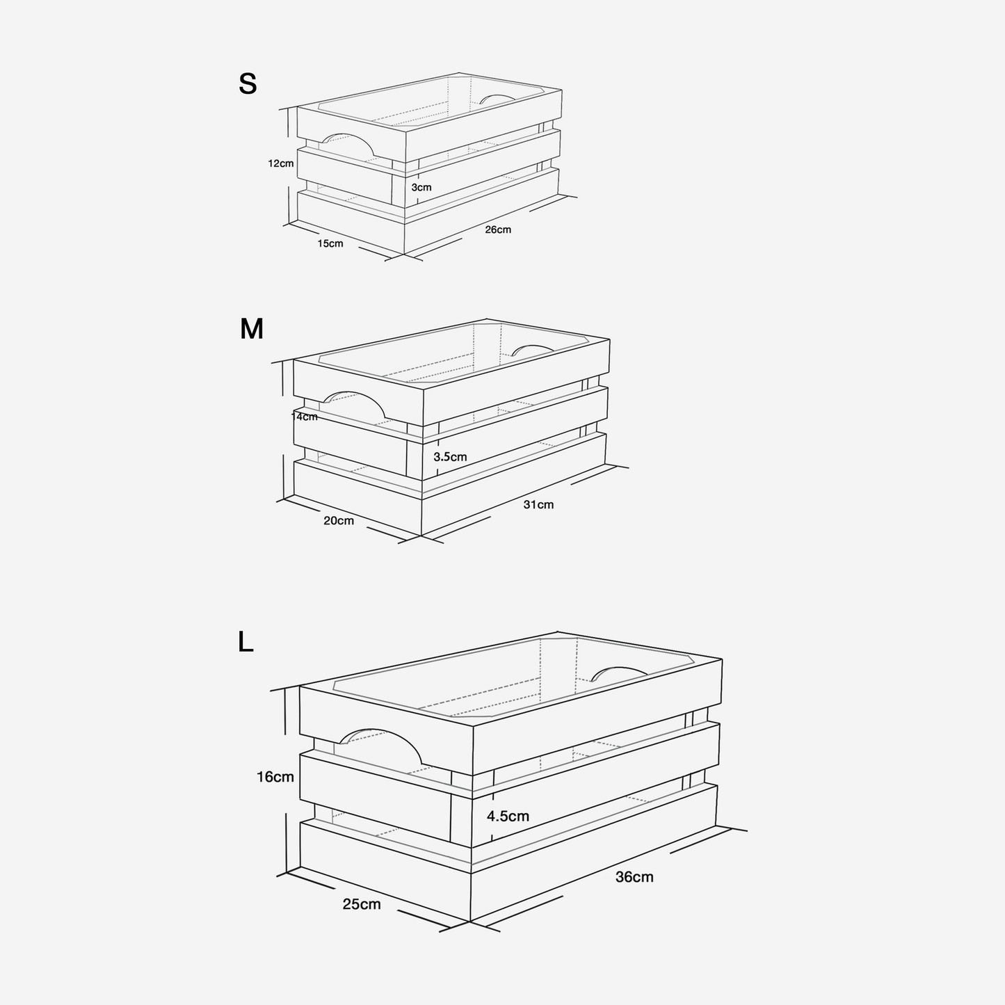 White Wash Slatted Wooden Crate