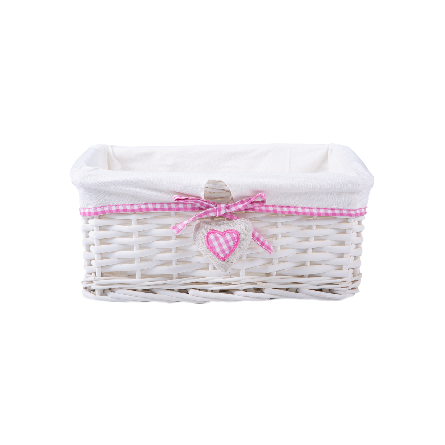 White Wicker Storage Basket with Lining