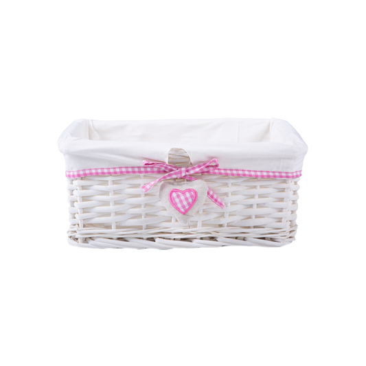 White Wicker Storage Basket with Lining