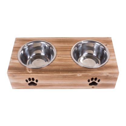 Wooden Dog Feeding Station