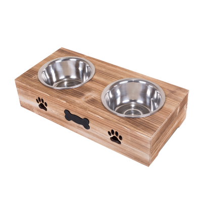 Wooden Dog Feeding Station