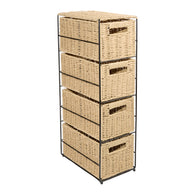 Seagrass Storage Unit Organizer and Cabinet with 4 Drawers for Narrow Space Storage and Collection at Home and Office Window Display