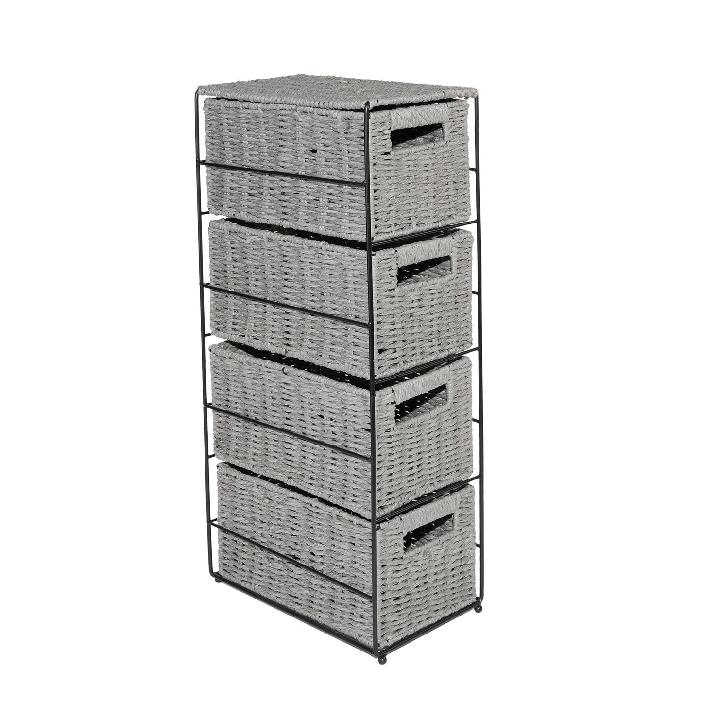 Seagrass Storage Unit Organizer and Cabinet with 4 Drawers for Narrow Space Storage and Collection at Home and Office Window Display