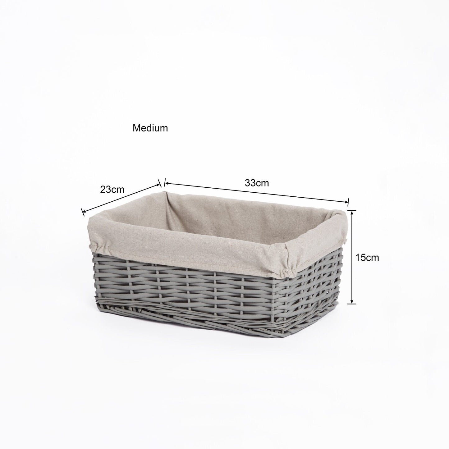 Grey Wicker Storage Basket With Liner Shelf Basket Gift Hamper Nursery Room Box