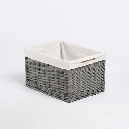 Grey Natural Wicker Storage Basket Toys Storage Wardrobe Organizer Nursery Room