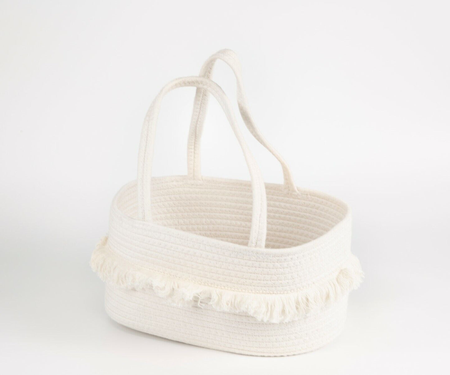 Cotton Rope Beach Bag With Fringe With Handles Shopping Basket Shoulder Tote Bag