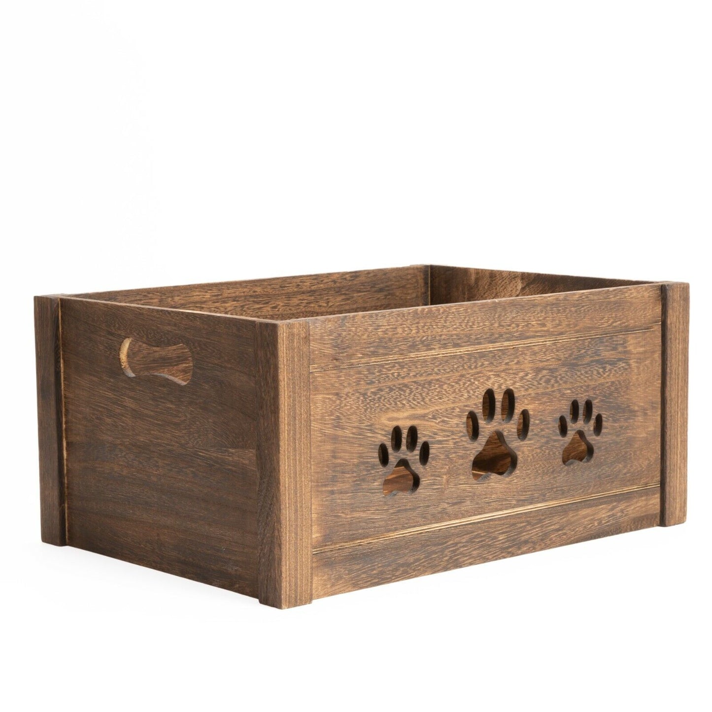 Paw Shaped Dog Toys Chest Storage Collection Box Wooden Crates Gift Hampers