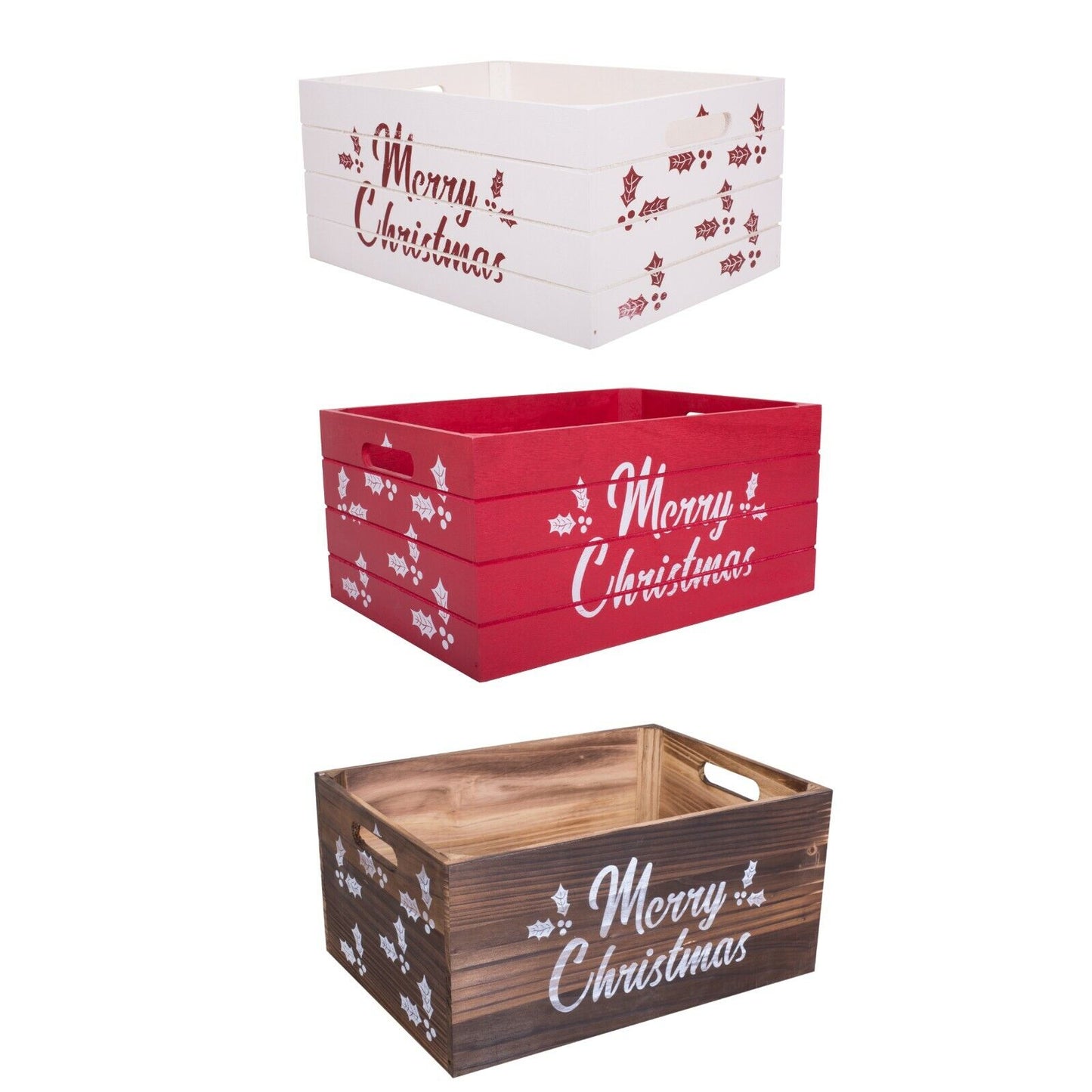 Christmas Edition Wooden Crates Retail Display Storage Box Gift Hamper Eve Box