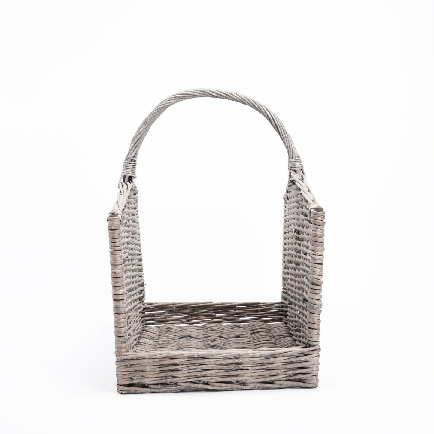 Medium Grey Washed Wicker Fireside Heavy Duty Log Basket