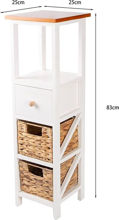 BH Storage Drawer Units with Water Hyacinth Storage Basket Bathroom