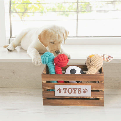 Paw Print Dog Toys Chest Storage Collection Box Wooden Crates Gift Hampers