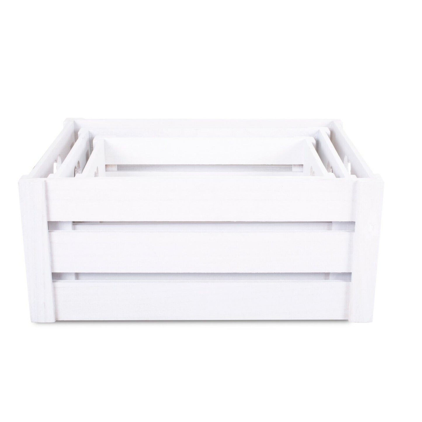 Pure White Lovely Heart Handle Wooden Crates Storage Shelves Box Christmas Gift