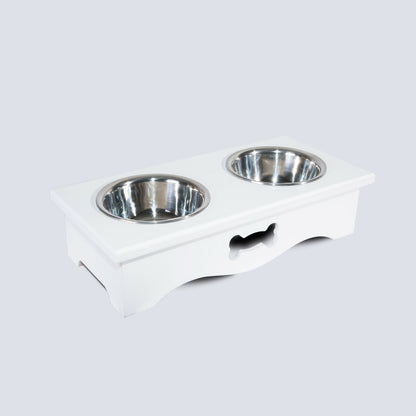 2020 Luxury Dog Food Feeding Stand Station Stainless Double Raised  Bowls Wooden