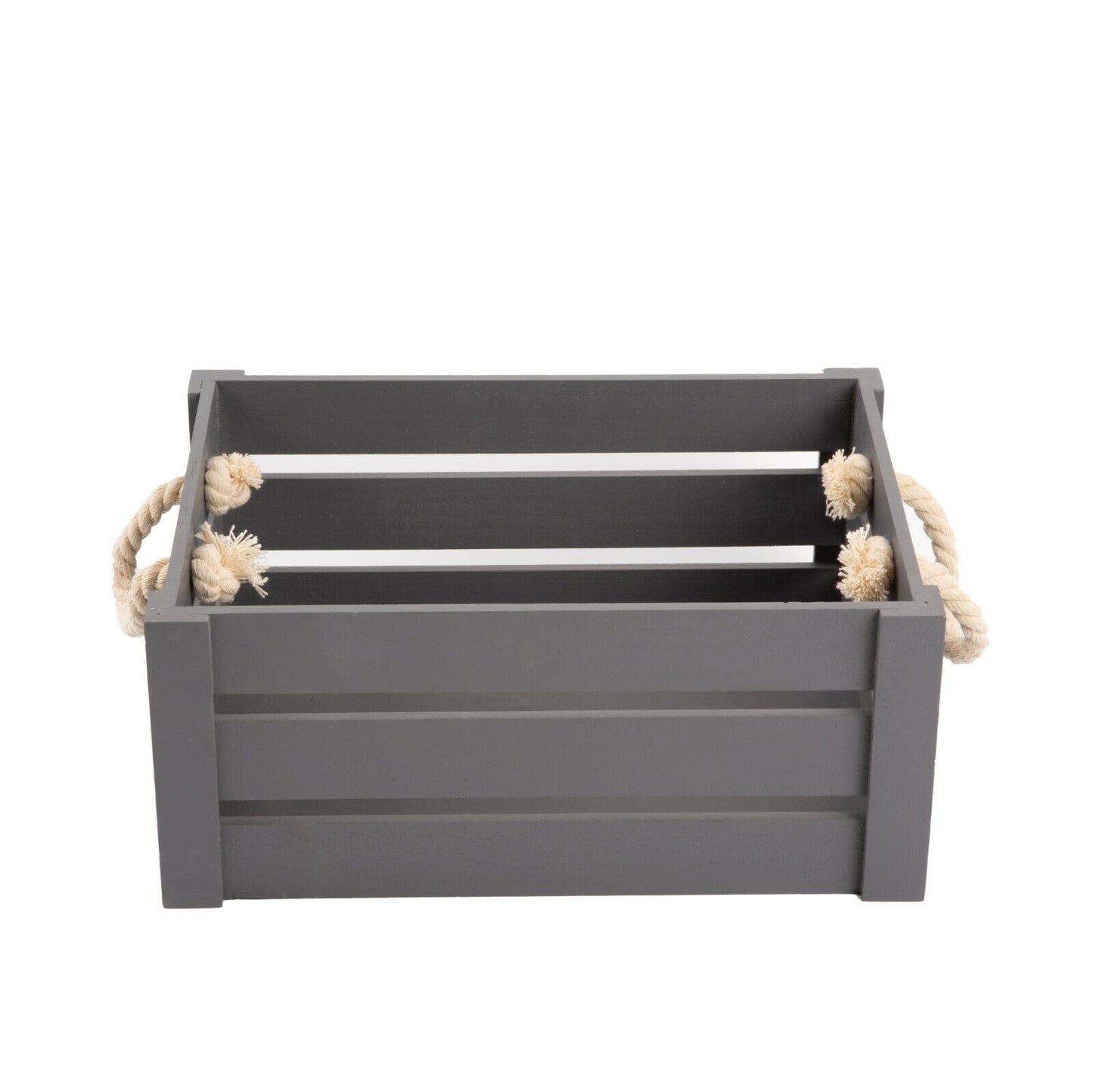 NV-Grey Paint Rope Handle Storage Wooden Crates shelve Box Christmas Gift Hamper