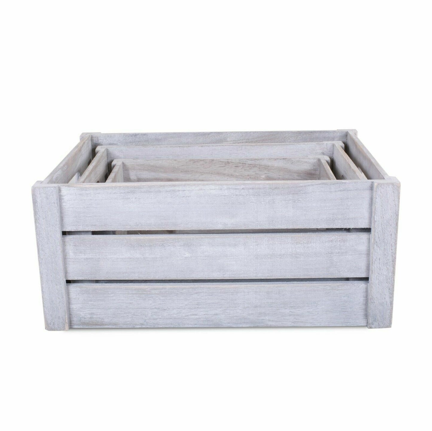 Oval Cutout Handle Wooden Crates Storage Box Rack Shelves Christmas Gift Box