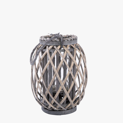 Wicker Lantern With Candle Holder Garden Lightning Table Light Rattan Lamp