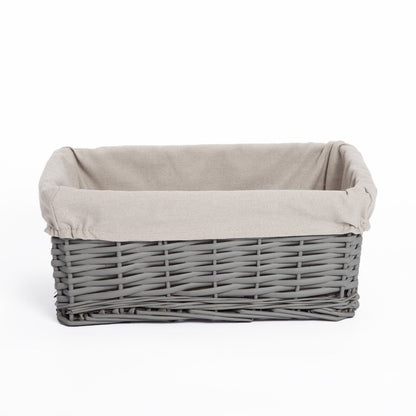 Grey Wicker Storage Basket With Liner Shelf Basket Gift Hamper Nursery Room Box