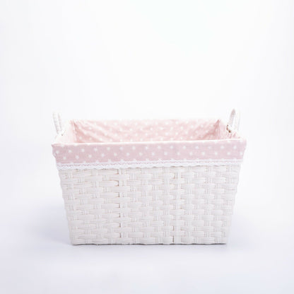 Faux Wicker Home Storage Basket with Liner Laundry Basket Toys Collection