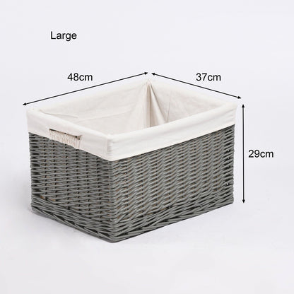 Grey Natural Wicker Storage Basket Toys Storage Wardrobe Organizer Nursery Room