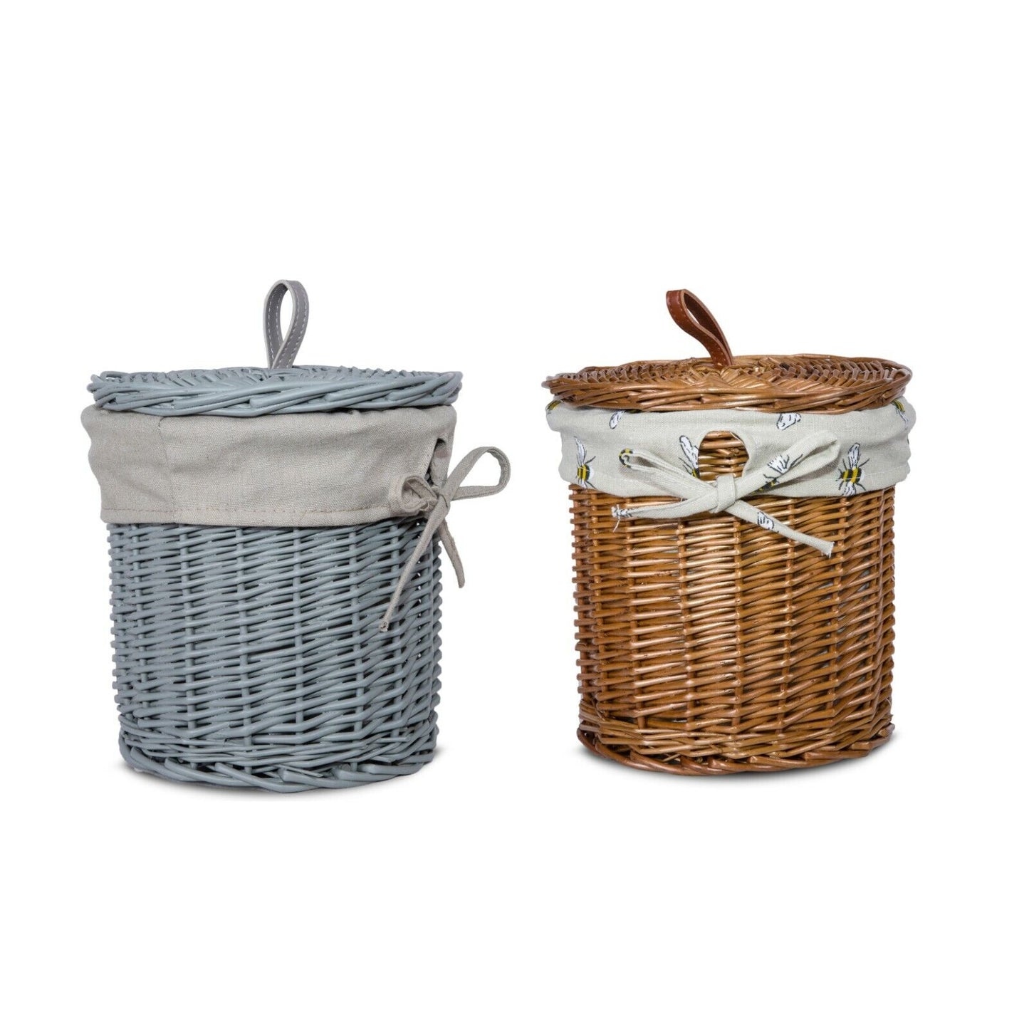 Wicker Storage Basket With Lid Liner Desktop Organizer Nursery Storage Toys x 2