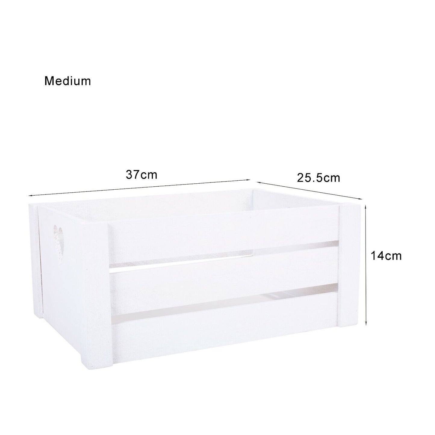 Pure White Lovely Heart Handle Wooden Crates Storage Shelves Box Christmas Gift