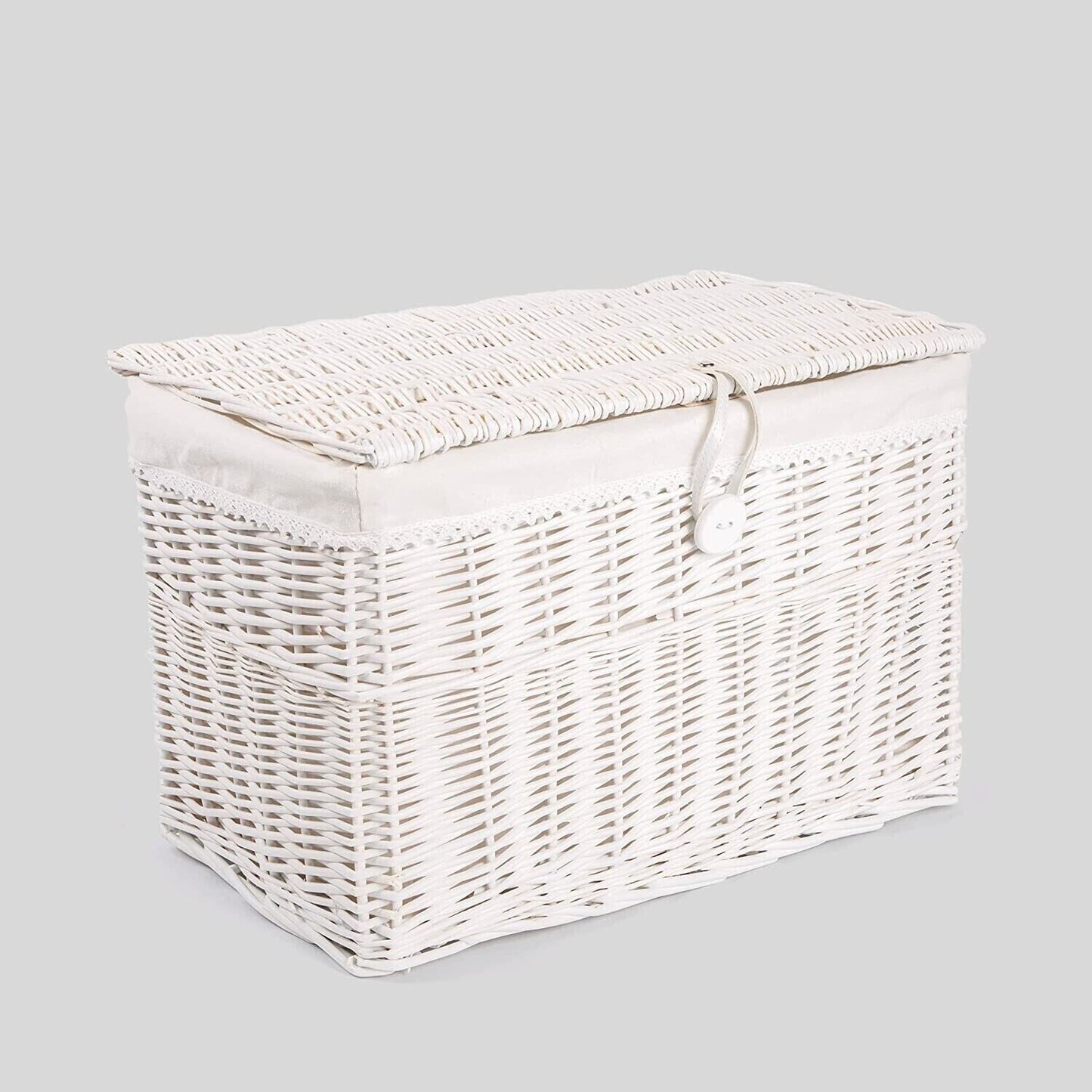 BH Premium White Wicker Storage Chest Storage Trunk Storage Footstool