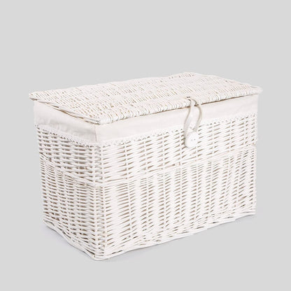 BH Premium White Wicker Storage Chest Storage Trunk Storage Footstool