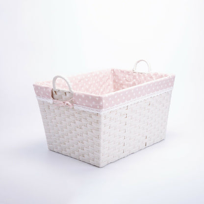 Faux Wicker Home Storage Basket with Liner Laundry Basket Toys Collection