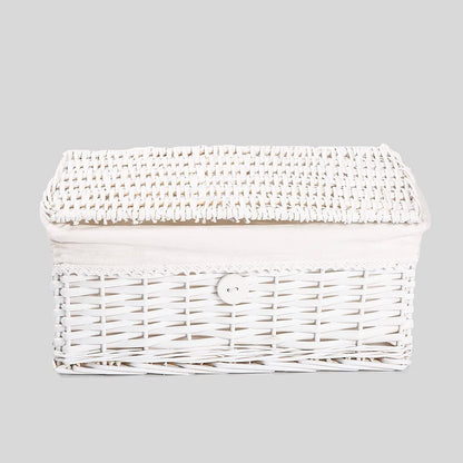 White Wicker Storage Basket With Lid Woven Hamper Basket Christmas Gift Basket